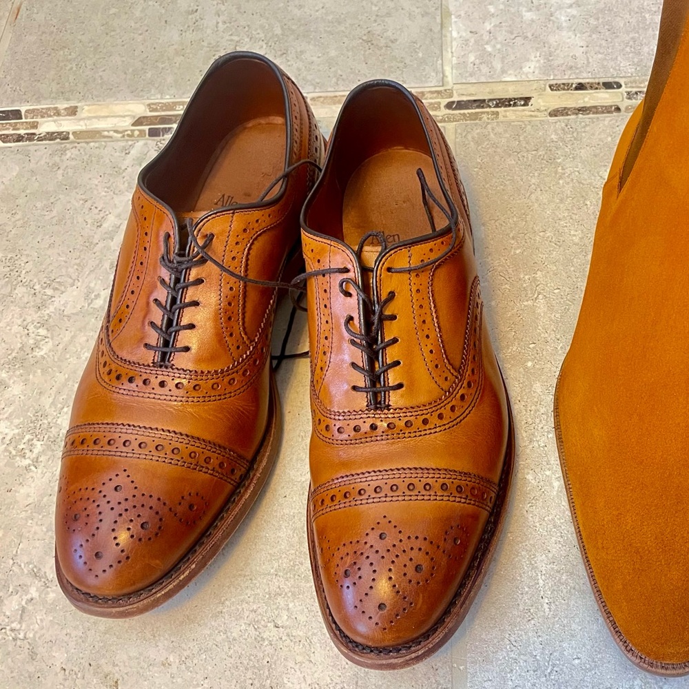 Men’s Allen Edmonds Strand Walnut Brown Dress Shoe 8 D Captoe Oxford Brogue